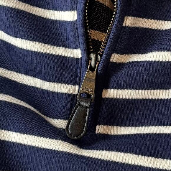 Banana Republic 1/4 Zip Knit Long Sleeve Shirt Nautical Stripe Navy Women Small - Picture 7 of 8